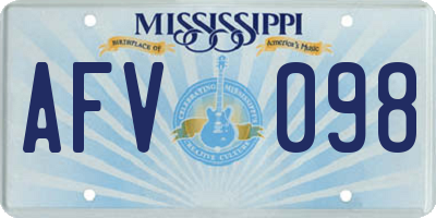 MS license plate AFV098