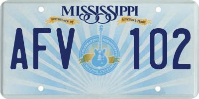 MS license plate AFV102