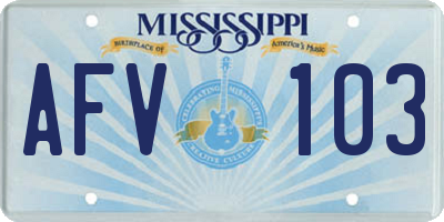 MS license plate AFV103