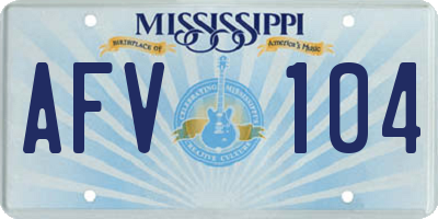 MS license plate AFV104