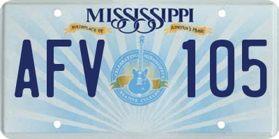 MS license plate AFV105