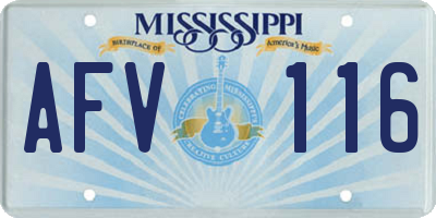 MS license plate AFV116