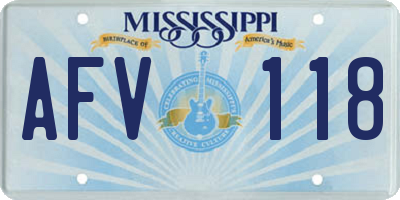 MS license plate AFV118
