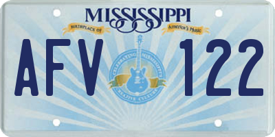 MS license plate AFV122