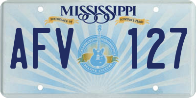 MS license plate AFV127