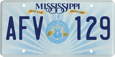 MS license plate AFV129