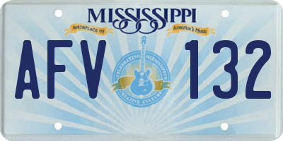 MS license plate AFV132