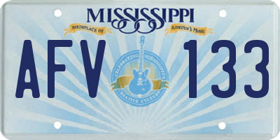 MS license plate AFV133