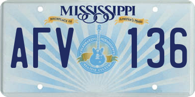 MS license plate AFV136