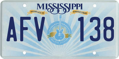 MS license plate AFV138
