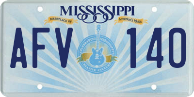 MS license plate AFV140