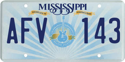 MS license plate AFV143