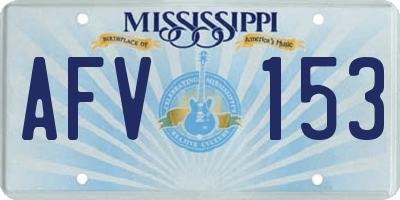 MS license plate AFV153