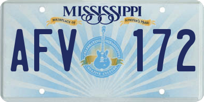 MS license plate AFV172