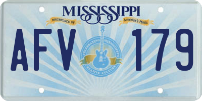 MS license plate AFV179