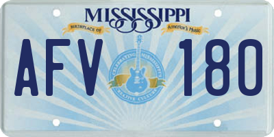 MS license plate AFV180