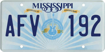 MS license plate AFV192