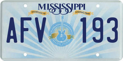 MS license plate AFV193