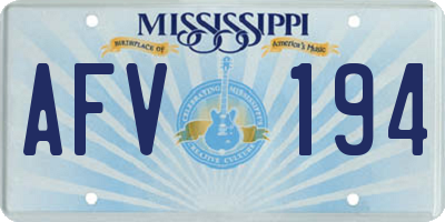 MS license plate AFV194