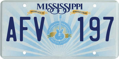MS license plate AFV197
