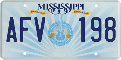 MS license plate AFV198