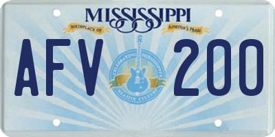 MS license plate AFV200