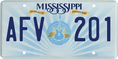 MS license plate AFV201