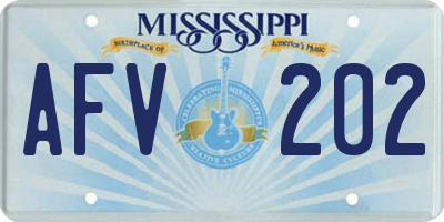 MS license plate AFV202