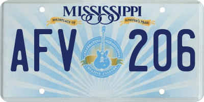 MS license plate AFV206