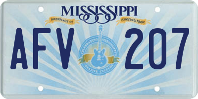 MS license plate AFV207