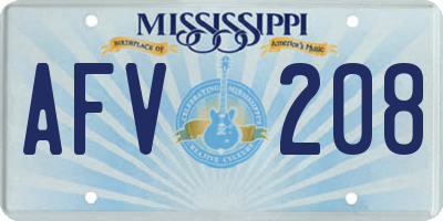 MS license plate AFV208