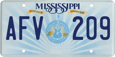 MS license plate AFV209