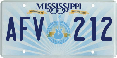 MS license plate AFV212