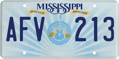 MS license plate AFV213