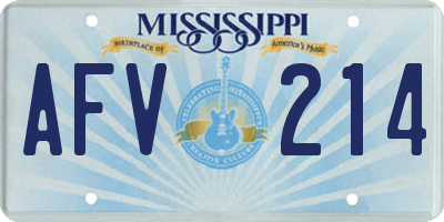 MS license plate AFV214