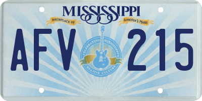 MS license plate AFV215