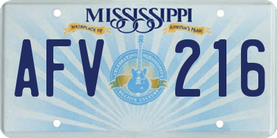 MS license plate AFV216