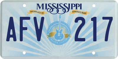 MS license plate AFV217