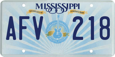 MS license plate AFV218