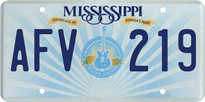 MS license plate AFV219