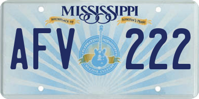MS license plate AFV222