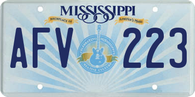 MS license plate AFV223