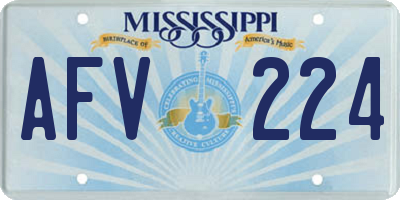 MS license plate AFV224