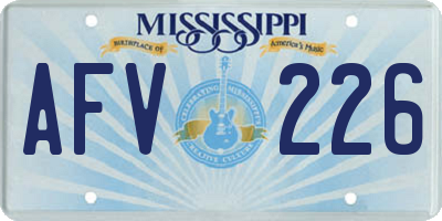 MS license plate AFV226