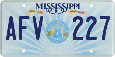 MS license plate AFV227
