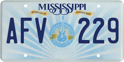 MS license plate AFV229