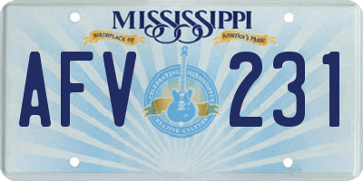 MS license plate AFV231