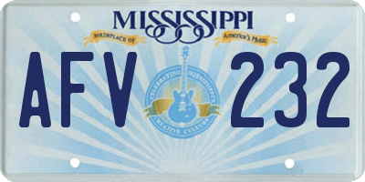 MS license plate AFV232