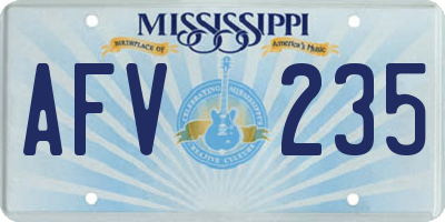 MS license plate AFV235