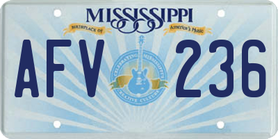 MS license plate AFV236